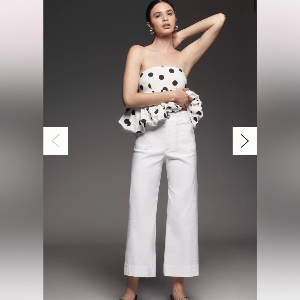 Anthropologie Maeve Colette Magic Fabric Crop Wide Leg Pants in White